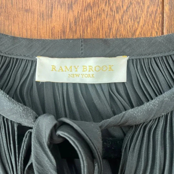 Ramy Brook | Paris LS Silk Peasant Blouse - Black / Sz S - Picture 8 of 11